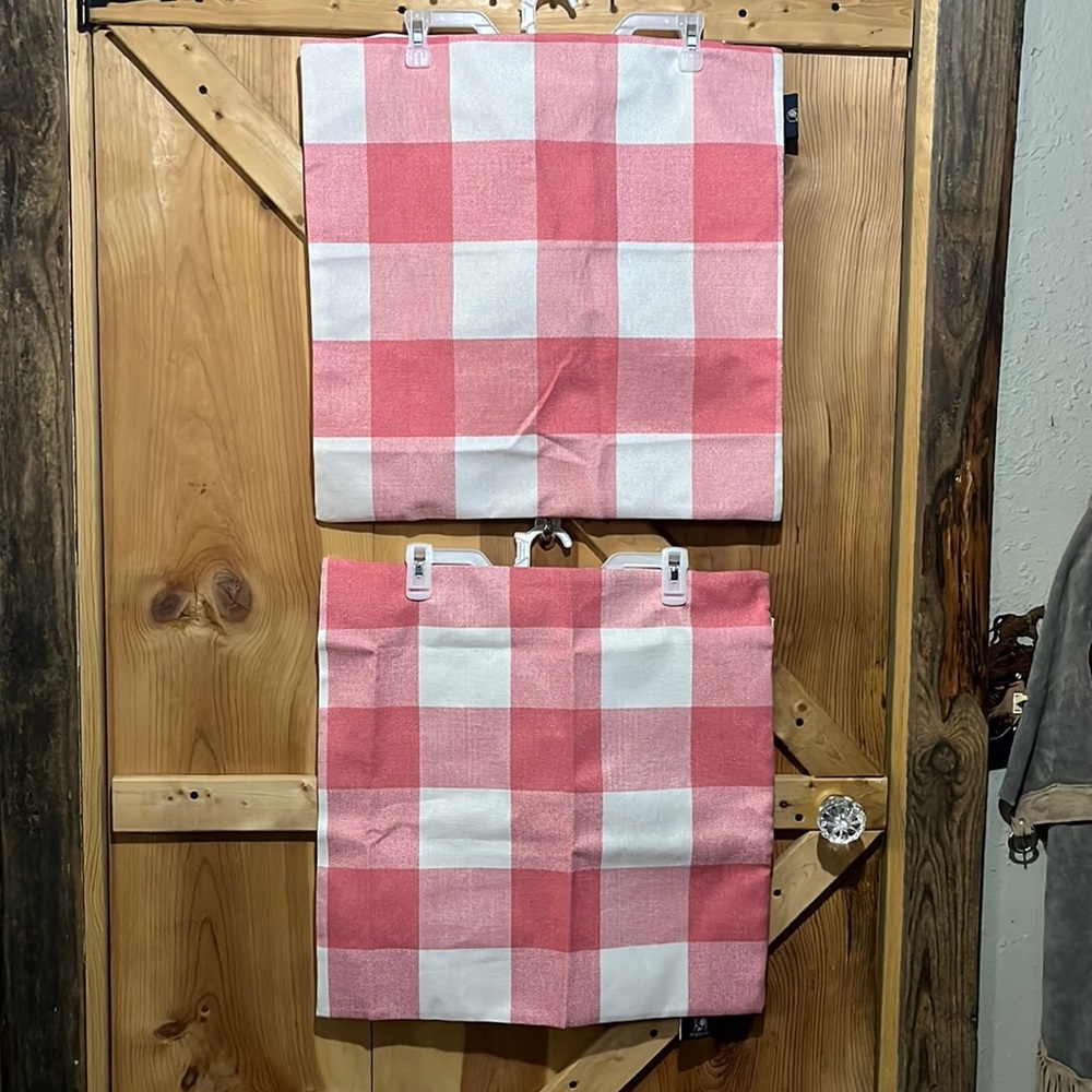 Phantoscope Pink and White plaid canvas new pillow cases
